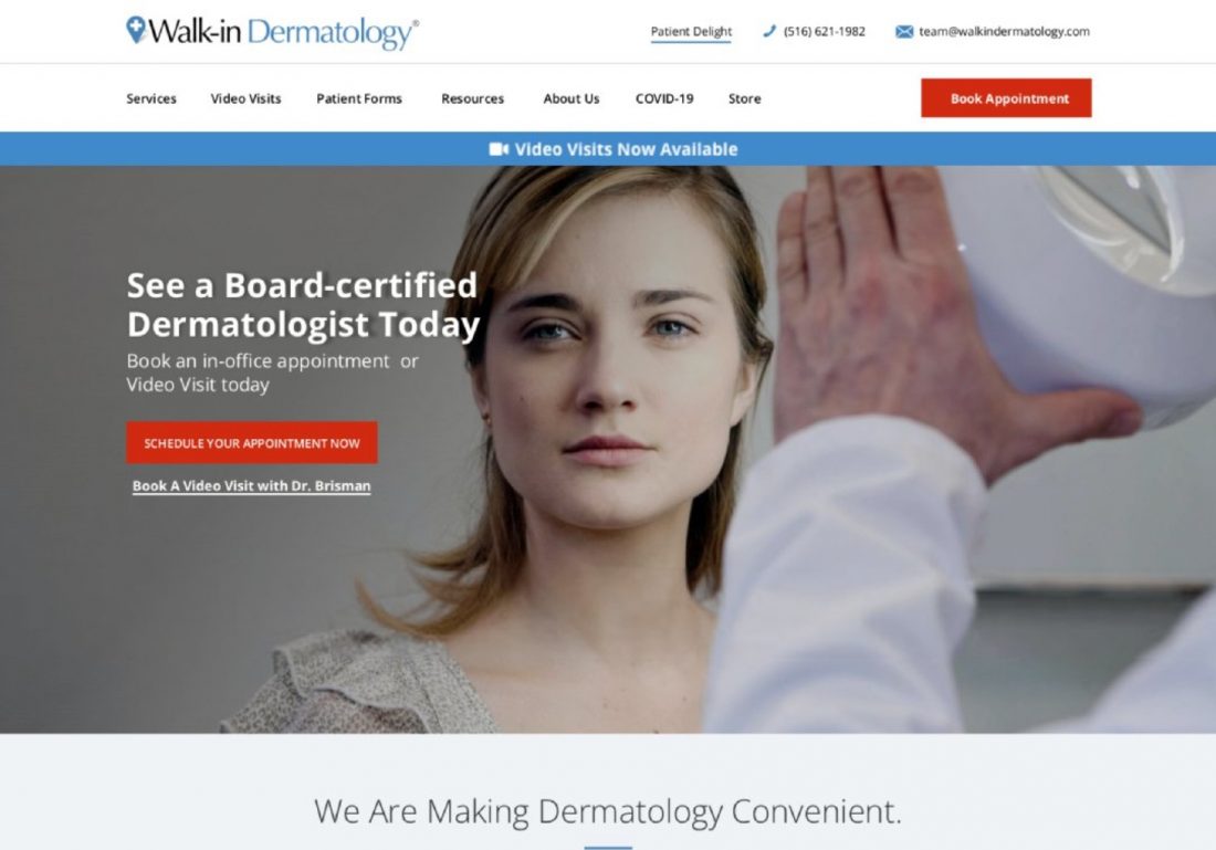 Walk-in Dermatology Home | Website Design | Larreynaga Studios