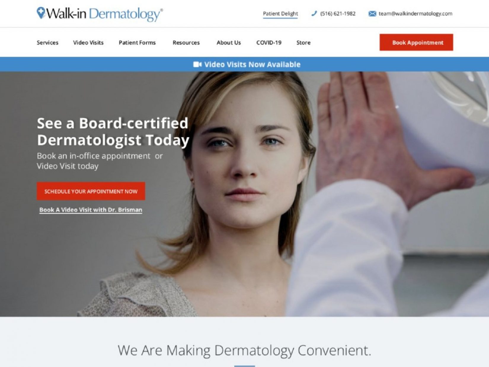 Walk-in Dermatology Home | Website Design | Larreynaga Studios