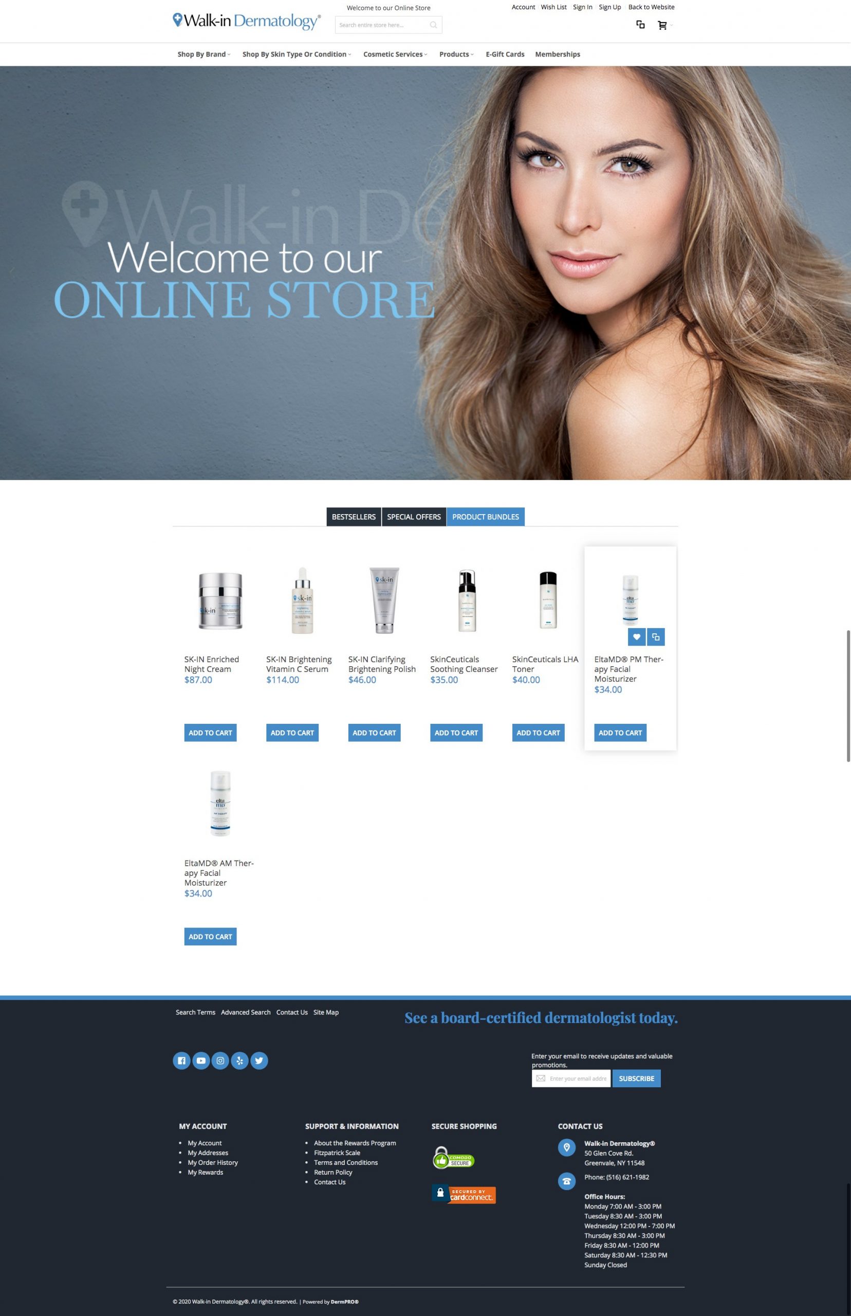 Walk-in Dermatology Store | E-commerce | Skincare Products
