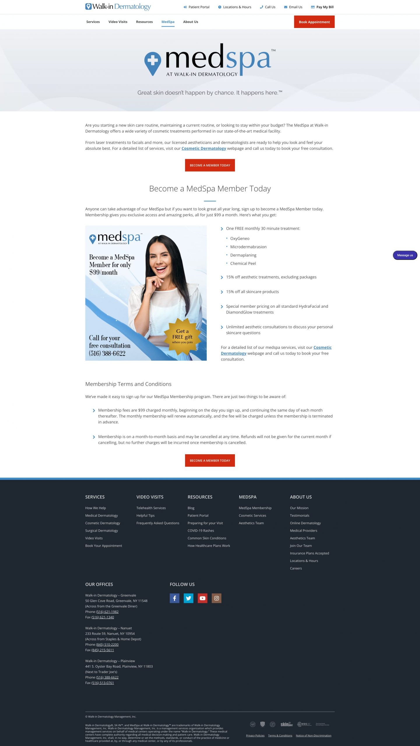 Walk-in Dermatology | MedSpa | Web Design | Membership